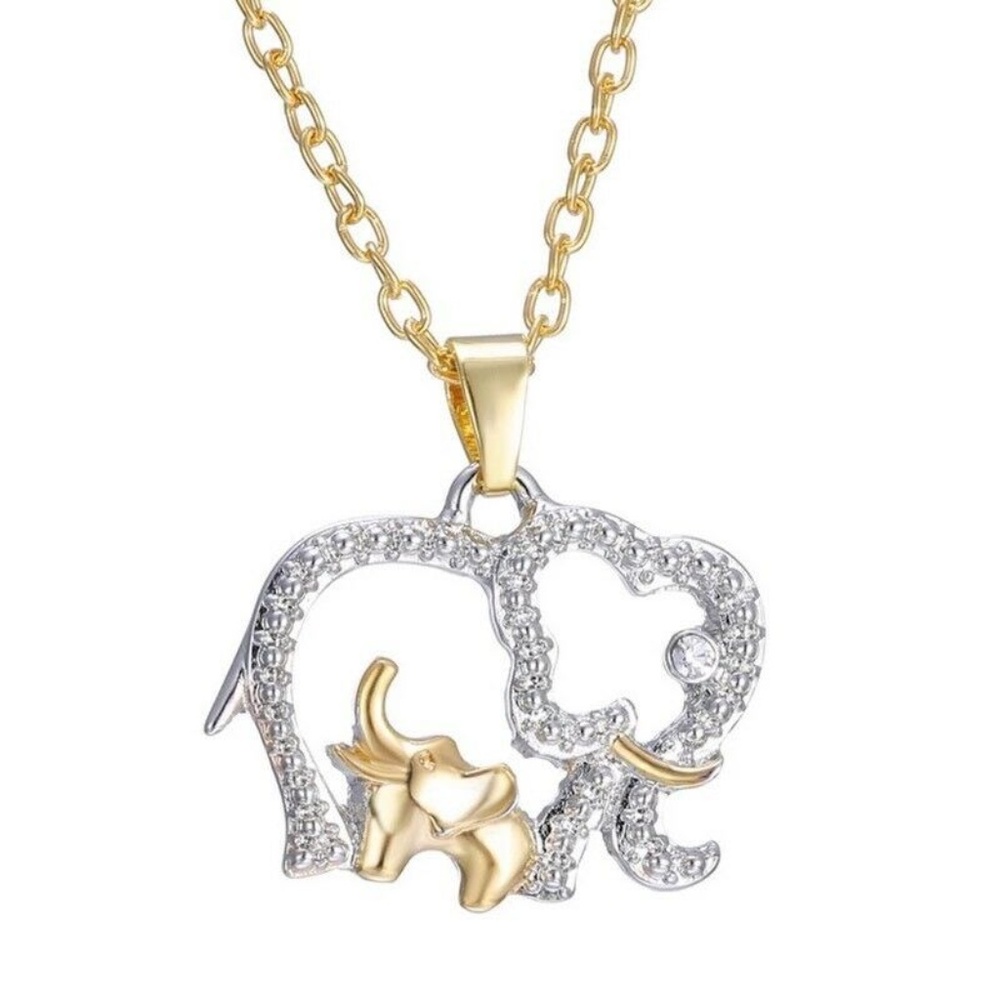 Gold and Silver Baby and Mother necklace